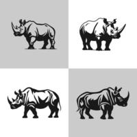 Logo of rhinos icon set isolated vector silhouette