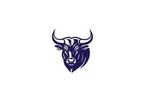 Aggressive Bull Logo Icon. Premium Vector Design Illustration. blue Bull head logo on background