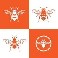 Logo of honeybees icon set isolated vector silhouette design