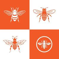 Logo of honeybees icon set isolated vector silhouette design