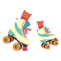 Roller skates-quads in the style of the 80s-90s. Vector illustration on a white background.