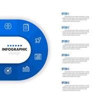 Vector presentration business infographic template 6 step. Modern infographic design template.