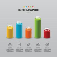 Vector cylindrical timeline for infographics, graphs, presentations and business concept charts with 5 options.