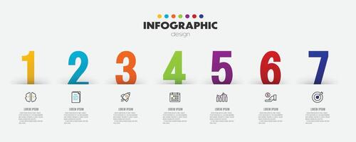 Vector timeline for infographics template diagrams, graphs, presentations and business concept charts with 7 options.