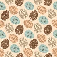 Easter eggs seamless pattern on beige background in vintage retro style vector