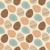 Easter eggs seamless pattern on beige background in vintage retro style vector