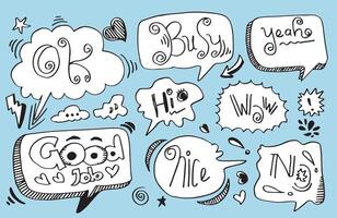 Speech bubble doodle set on white background. vector