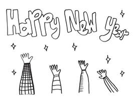 Applause hand draw on white background with happy new year text.vector illustration. vector