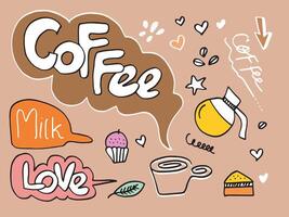 simple hand-drawn sketch doodles,coffee, coffee making materials and tools. for cafe menus and flyers vector