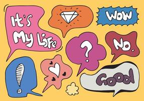 Hand drawn set of speech bubbles with handwritten.Vector illustration. vector