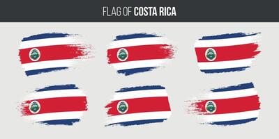 Costa Rica flags set brush stroke grunge vector illustration flag of costa rica isolated on white