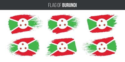 Burundi banderas conjunto cepillo carrera grunge vector ilustración bandera de Burundi aislado en blanco