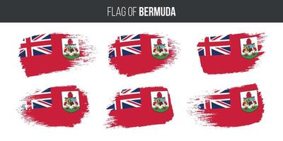 Bermuda flags set brush stroke grunge vector illustration flag of bermuda isolated on white