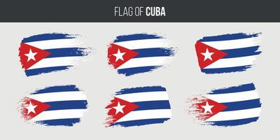 Cuba flags set brush stroke grunge vector illustration flag of cuba isolated on white