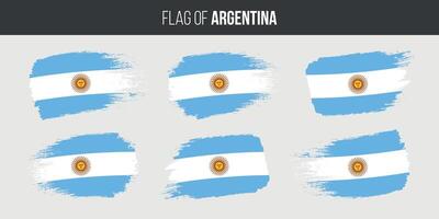 Argentina flags set brush stroke grunge vector illustration flag of argentina isolated on white