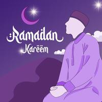 Organic flat ramadan illustration with person praying vector