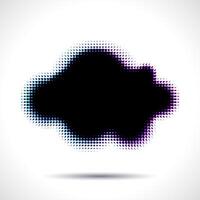 Halftone cloud shape with color aberrations vector