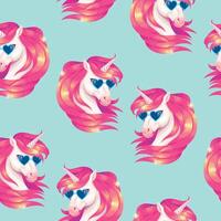 Vector seamless pattern with cute fancy unicorns