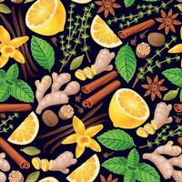 Vector seamless pattern with high detailed spices