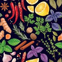 Vector seamless pattern with herbs and spices