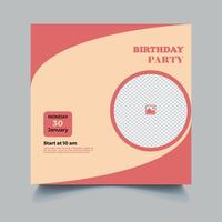 Birthday social media banner design vector