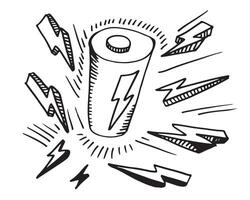 Vector battery icon with in doodle style