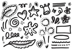 Sketch underline, heart, star, emphasis, arrow shape set. vector