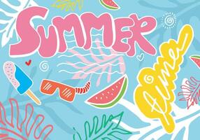 Summer time Doodles. Summer Icon on white background. vector