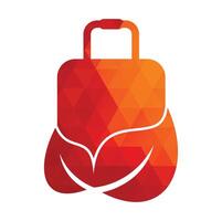 Leaf with Suitcase logo design concept vector. vector