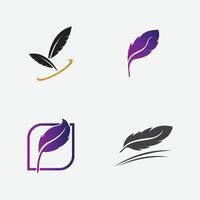 collection of feather logo illustration designs on a gray background vector