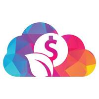 hoja moneda nube forma concepto vector logo icono.