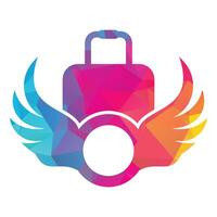 Wings bag travel Creative Logo Design Illustration. vector