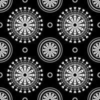 Seamless pattern with mandalas on black background. vector