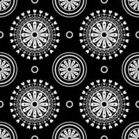 Seamless pattern with mandalas on black background. vector