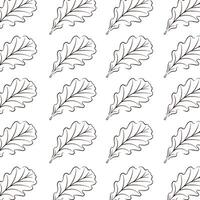 Oak seamless forest pattern in line art, outline style. Design for wallpaper, textile. Vector illustration on a white background.