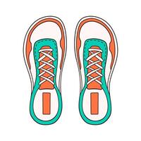 Casual sneakers for male or female in cartoon style. Flat shoes top view. Vector illustration isolated on a white background.