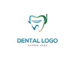 Natural dental leaf logo design vector template.