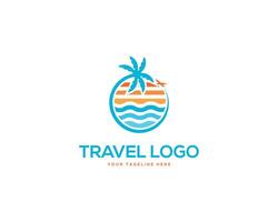 Beach traveling logo design template. vector