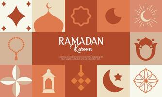 Islamic Greeting Card Template with Ramadan for Wallpaper. Ramadan Kareem Abstract Concept with Ramadan Elements vector