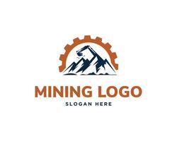 Simple excavator mining crypto mountain logo design vector illustration.