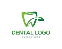 Tooth and leaf abstract icon logo vector template.