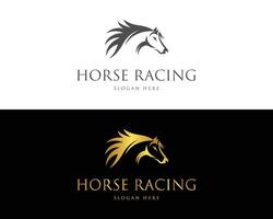 Racing horse head logo design concept vector template.