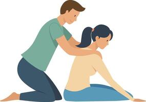 joven mujer recepción un espalda masaje vector