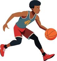 Illustration of a basketball player running with ball on isolated white background vector