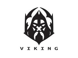 vikingo cabeza cara logo modelo vector