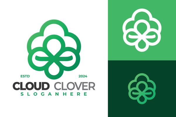Clover Cloud Logo design vector symbol icon illustration