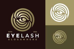 Golden Eyelash Logo design vector symbol icon illustration