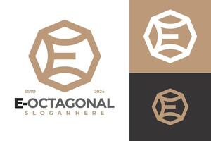 Letter E Octagon Logo design vector symbol icon illustration