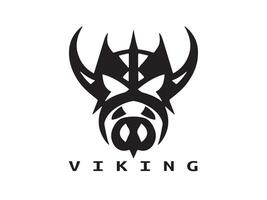 vikingo cabeza cara logo modelo vector