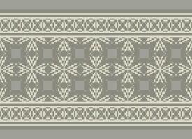 Pixel Cross Stitch Traditional Ethnic Pattern Paisley Flower Ikat Background Abstract Aztec African Indonesian Indian Seamless Pattern for Fabric Print Cloth Dress Carpet Curtains and Sarong vector